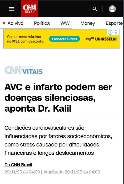 Manchete sobre Infarto
